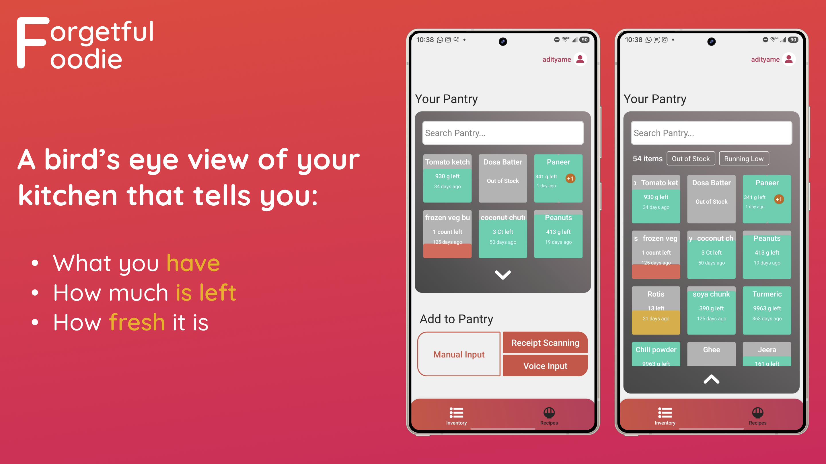 Forgetful Foodie Alpha: Pantry overview