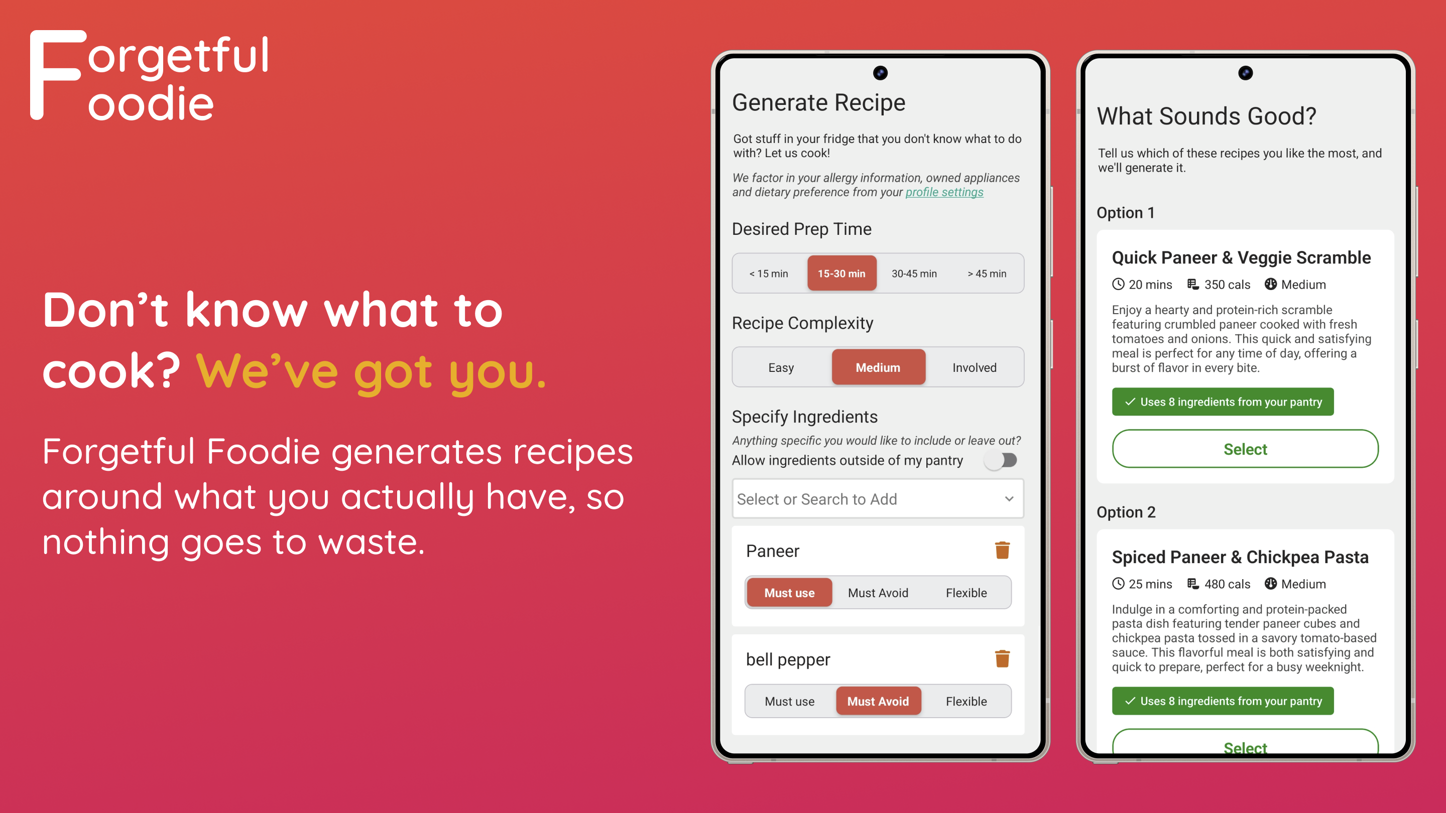 Forgetful Foodie Alpha: Recipe Generation